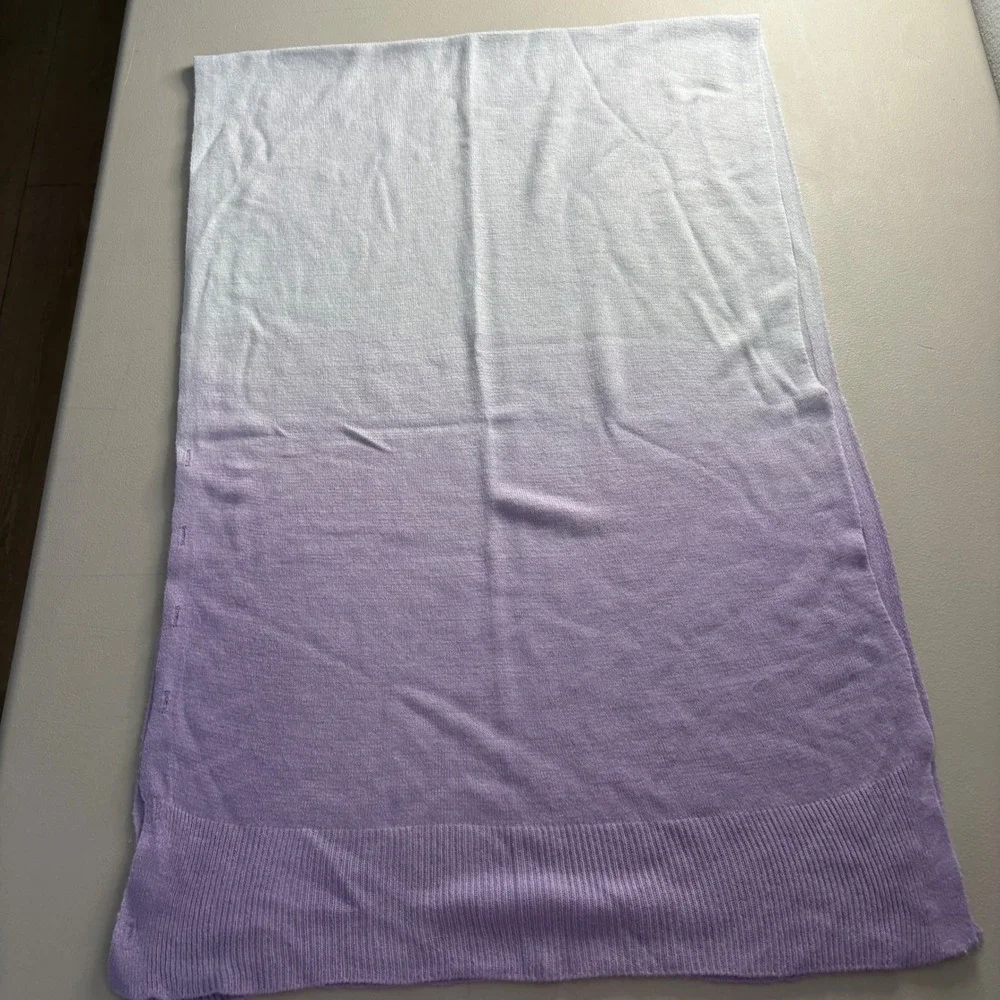 Purple Ombre Knit Button Poncho Shawl Scarf Wrap Lavender Lilac Gradient Light